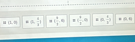 (1,0) :: (1, 4/3 ) ( 9/2 ,6) ( 9/2 ,0) :: (0, 4/3 ) (0,6)