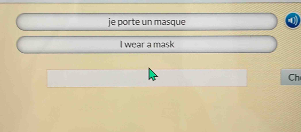 je porte un masque 
I wear a mask 
Ch