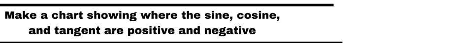 Make a chart showing where the sine, cosine, 
and tangent are positive and negative