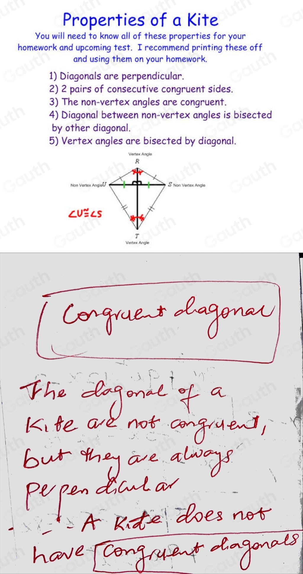 Solved: c. two pairs of consecutive congruent sides 12. A kite does not ...