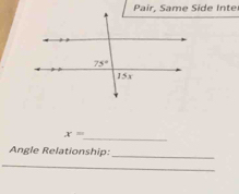 x=
Angle Relationship:_
_