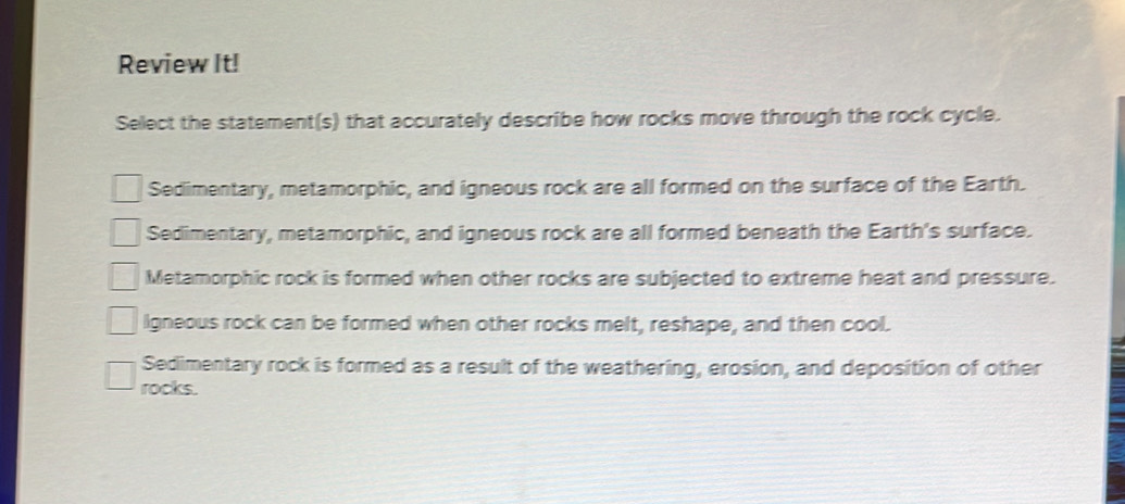Solved: Review It! Select the statement(s) that accurately describe how ...