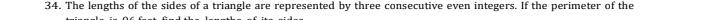 The lengths of the sides of a triangle are represented by three consecutive even integers. If the perimeter of the