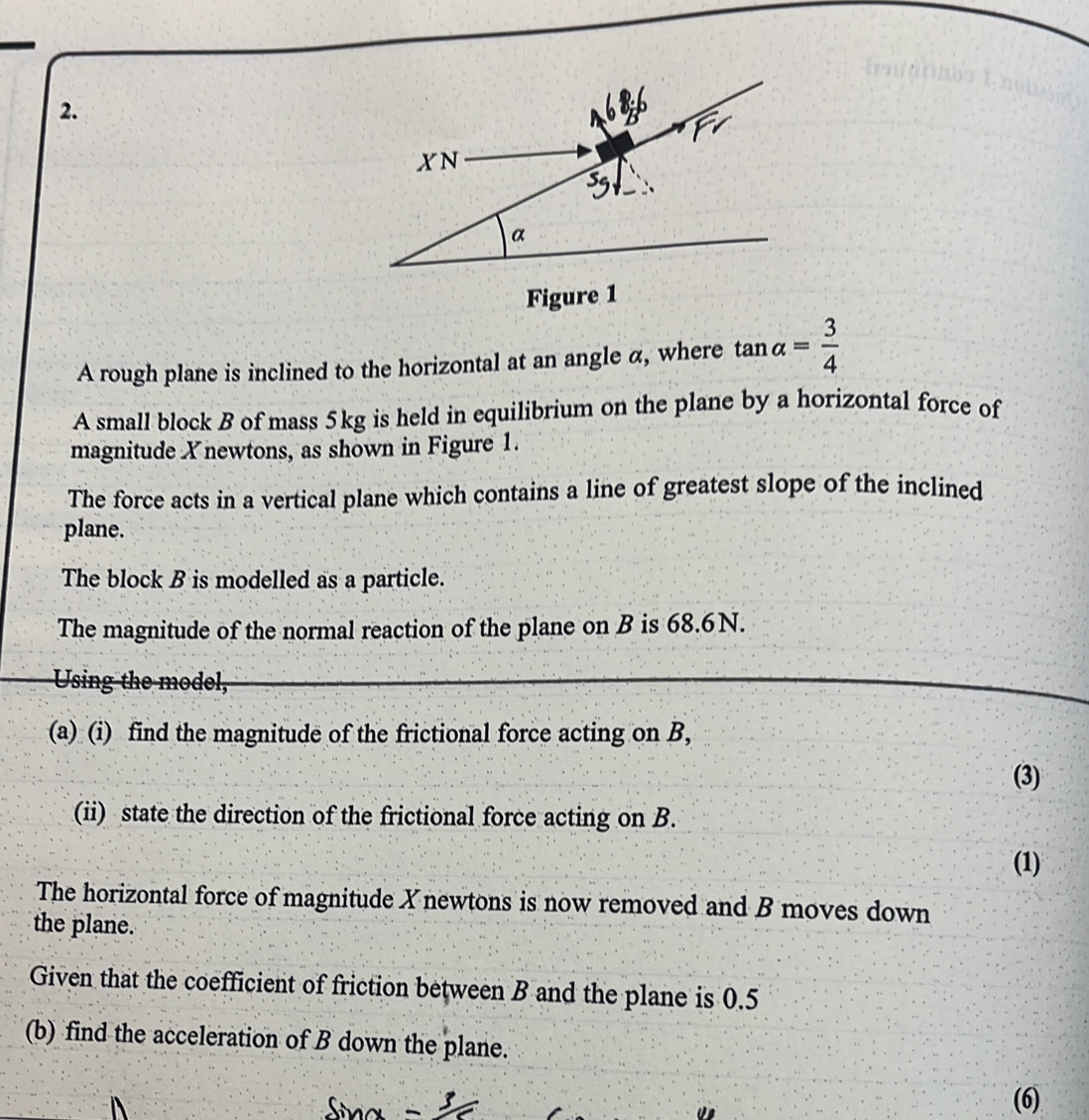 Solved: Figure 1 A rough plane is inclined to the horizontal at an ...