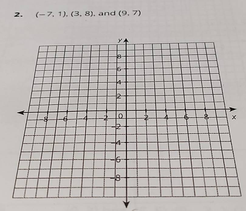 (-7,1), (3,8) , and (9,7)