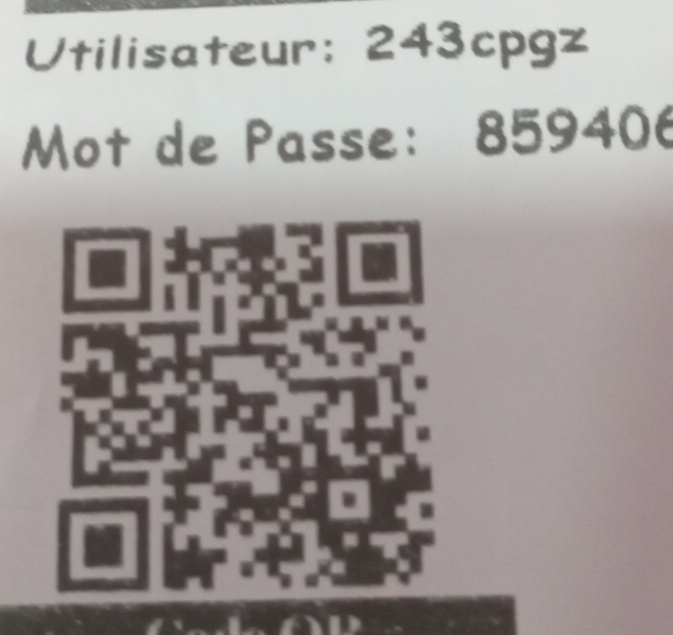 Utilisateur: 243cpgz 
Mot de Passe: 859406