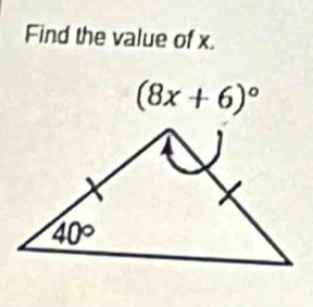 Find the value of x.
(8x+6)^circ 