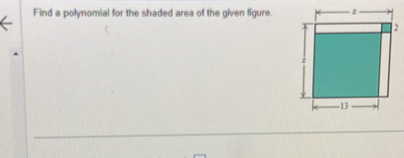 Find a polynomial for the shaded area of the given figure.