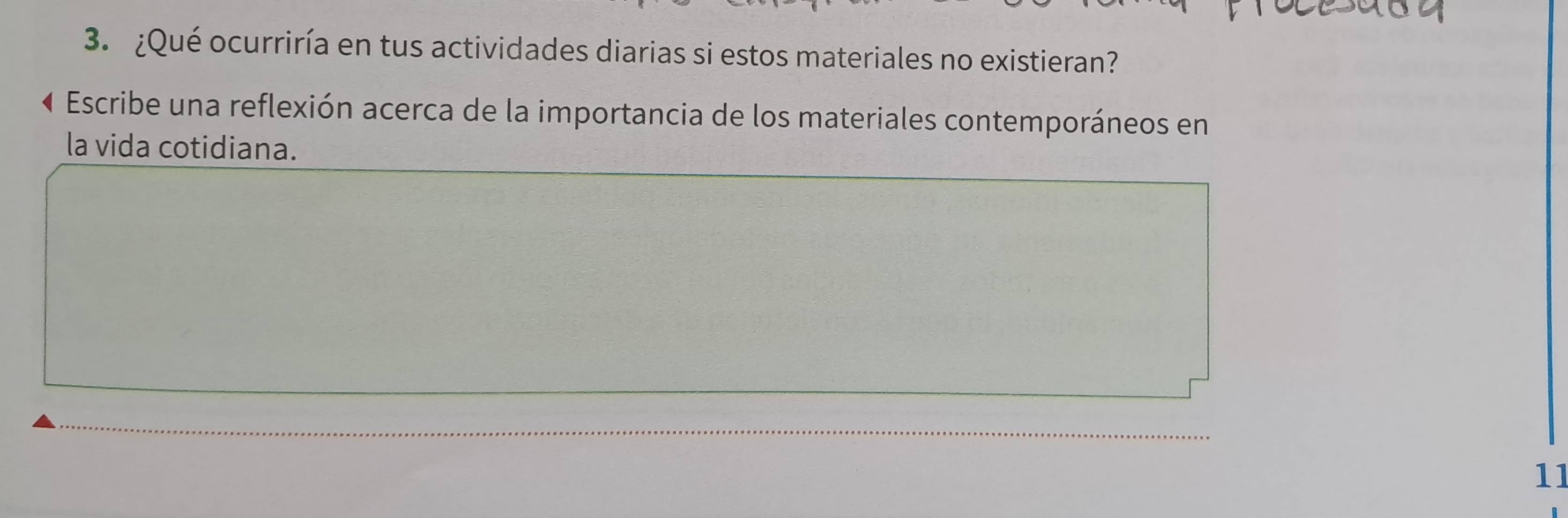 ¿Qué ocurriría en tus actividades diarias si estos materiales no existieran? 
Escribe una reflexión acerca de la importancia de los materiales contemporáneos en 
la vida cotidiana. 
11