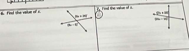 Find the value of x.7Find the value of x.