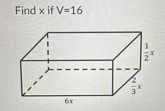 Find x if V=16