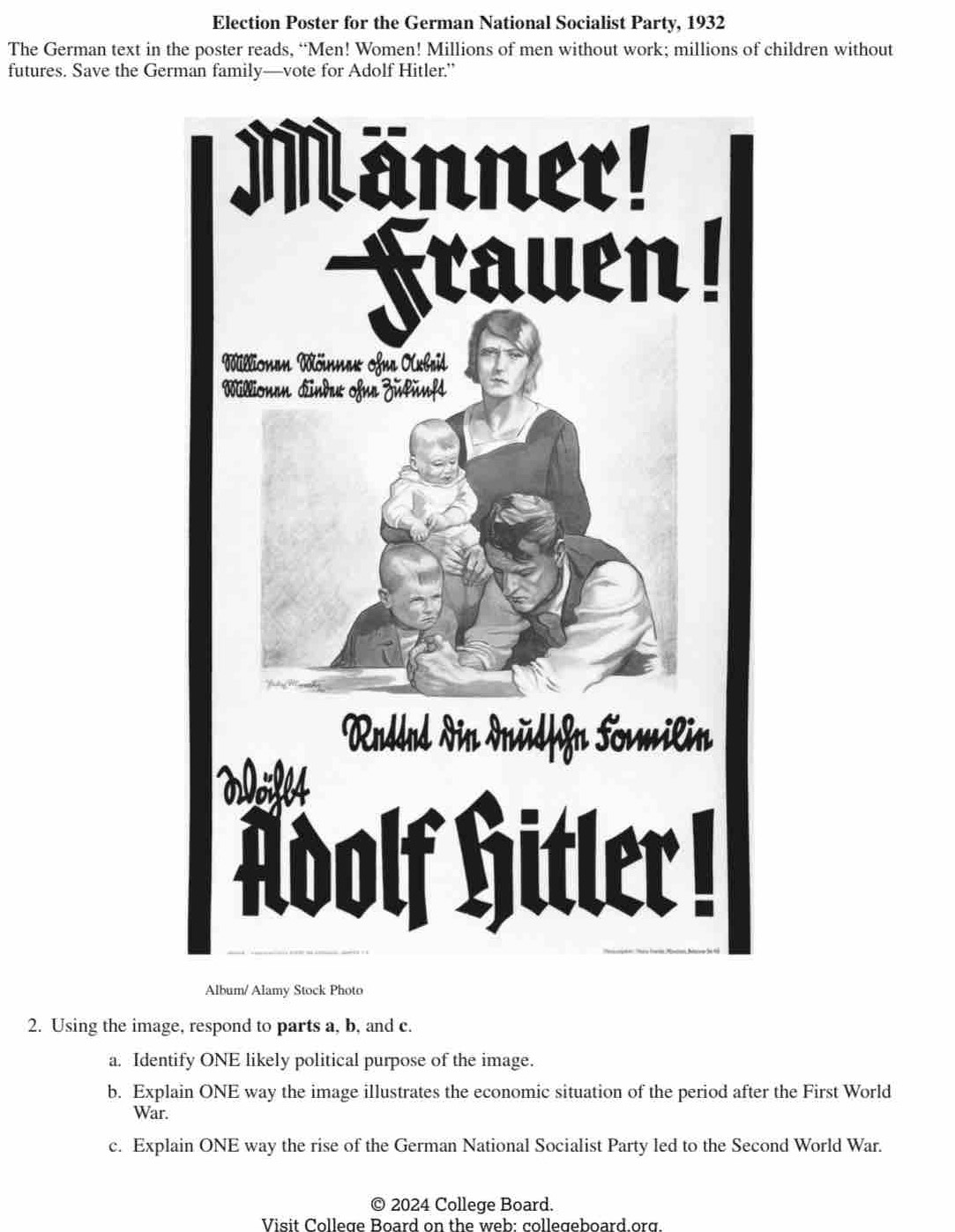 Election Poster for the German National Socialist Party, 1932 The