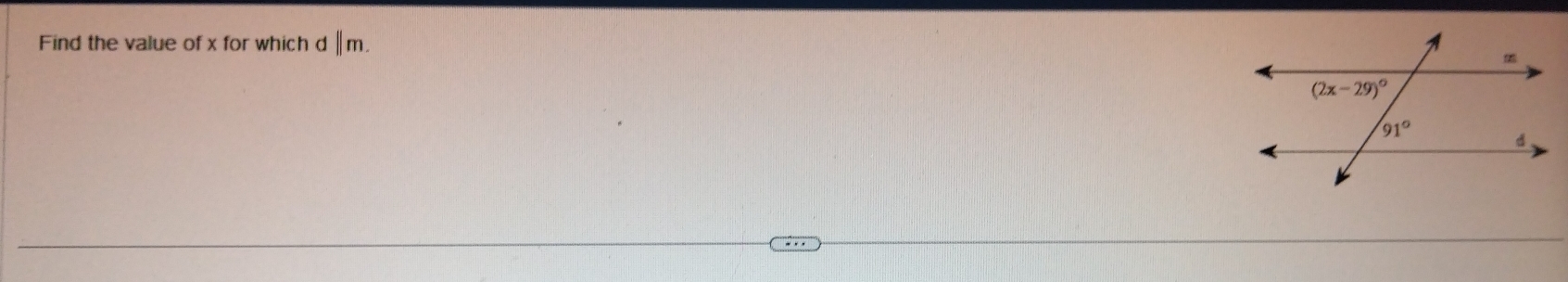 Find the value of x for which d ∥m.