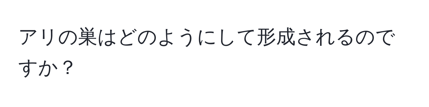 アリの巣はどのようにして形成されるのですか？