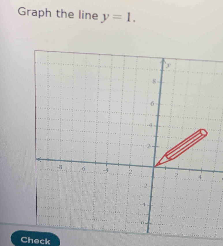 Graph the line y=1. 
Check