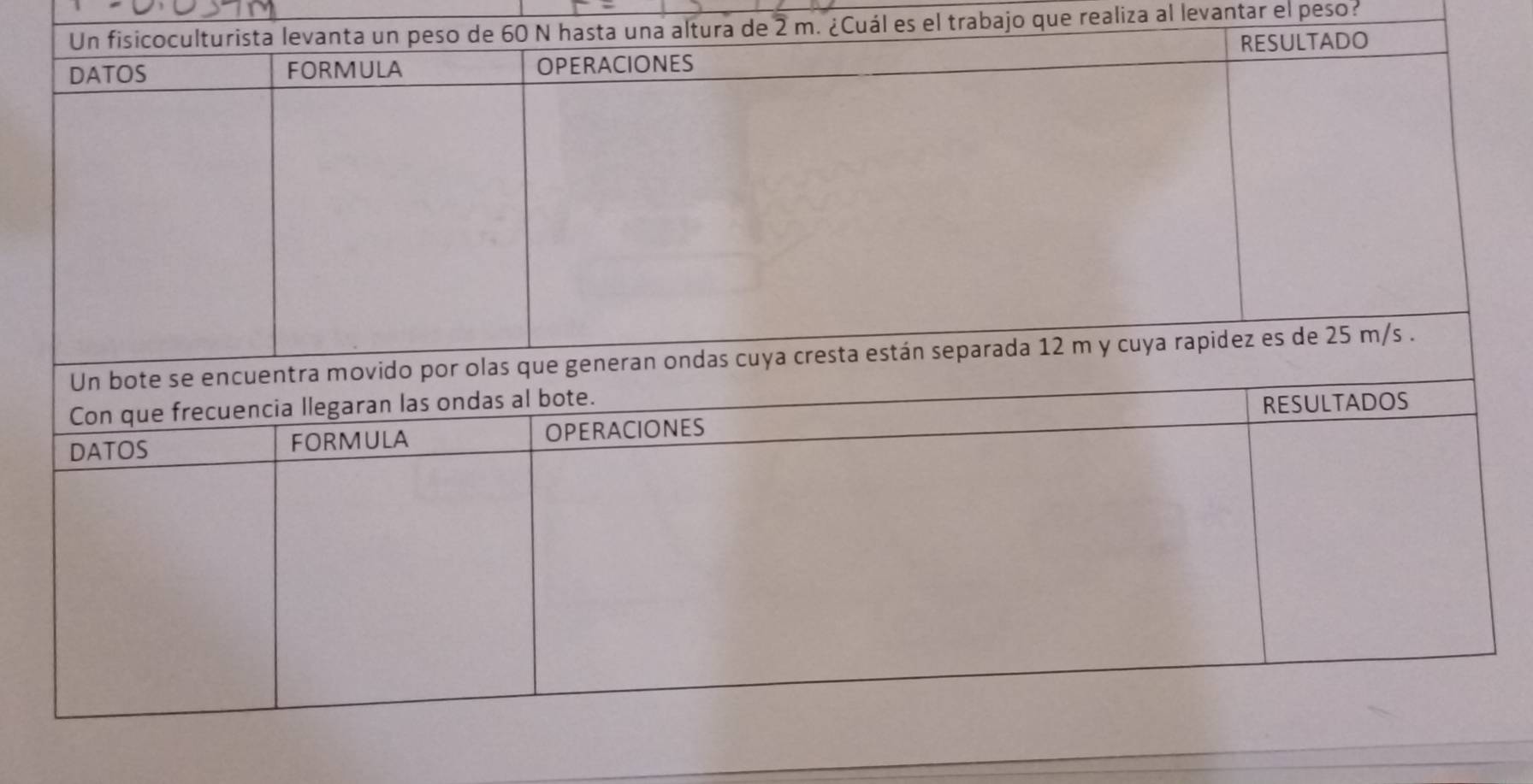 Un fisicoculturista levanta un peso de 60 N hasta una altura de 2 m. ¿Cuál es el trabajo que realiza al levantar el peso? 
ADO