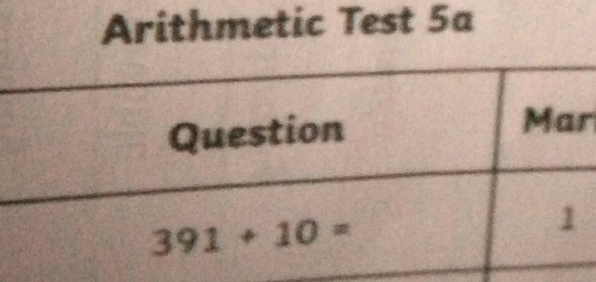 Arithmetic Test 5a
r