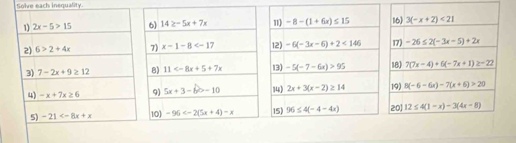 Solve each inequality.