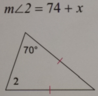 m∠ 2=74+x