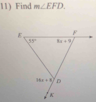 Find m∠ EFD.