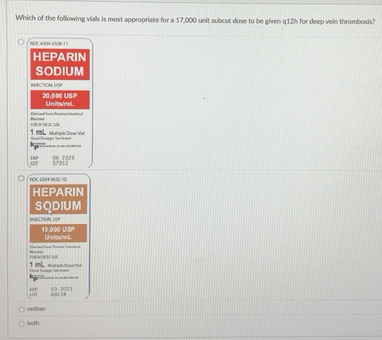 Solved: Which of the following vials is most appropriate for a 17,000 ...