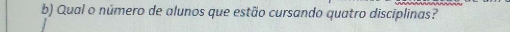 Qual o número de alunos que estão cursando quatro disciplinas?