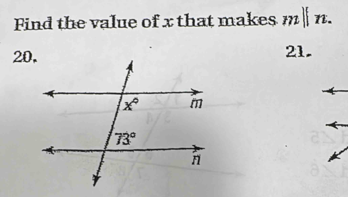 Find the value of x that makes m||n
20.
21.