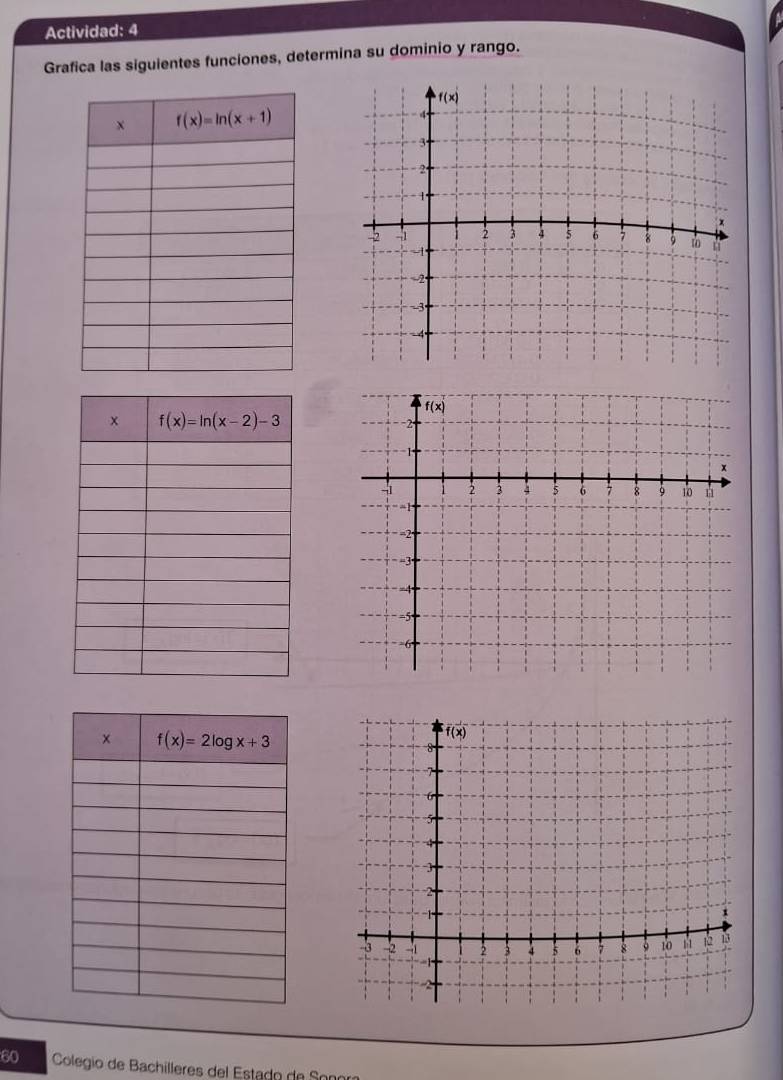 Actividad: 4
Grafica las siguientes funciones, determina su dominio y rango.
60  Colegio de Bachilleres del Estado de Sor