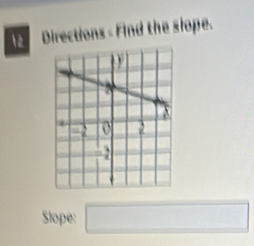 Directions - Find the slope. 
Slope: □