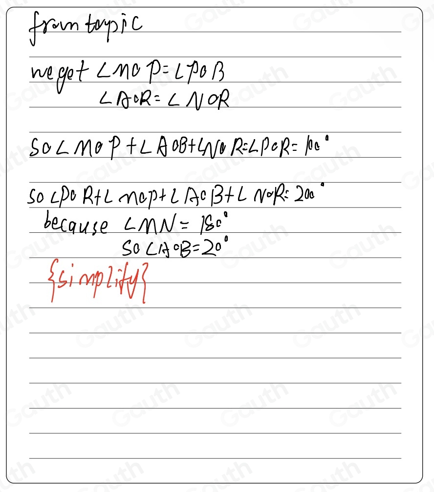 Resuelto:En la figura mostrada; Calcula la medida del ángulo AOB. Si m ...