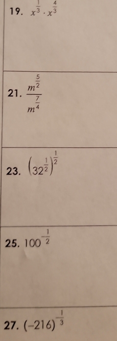 x^(frac 1)3· x^(frac 4)3
21
23
25
27.