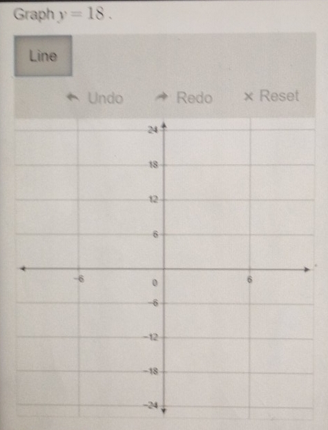 Graph y=18. 
Line 
Undo Redo × Reset