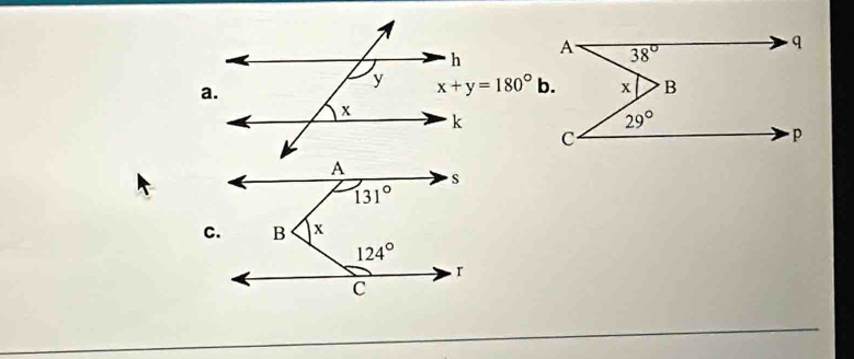 x+y=180°
x
k