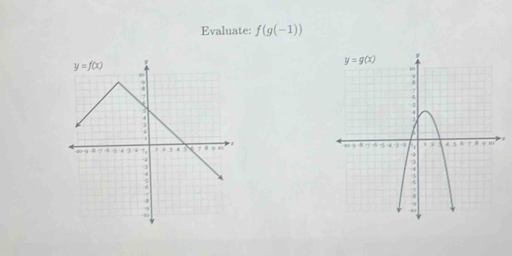 Evaluate: f(g(-1))
x