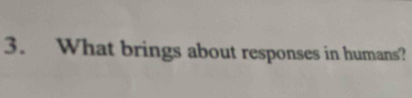 What brings about responses in humans?