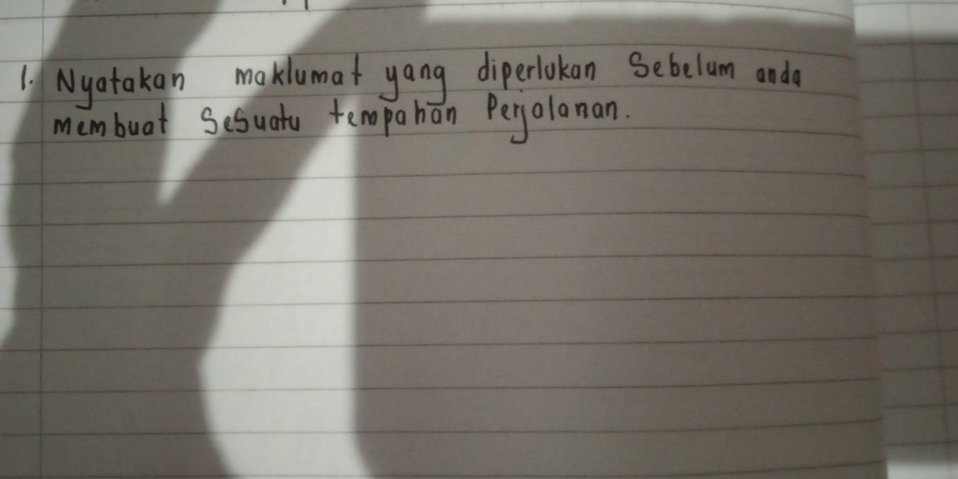 Nyotakan maklumat yang diperlokan Sebelum anda 
membuat Sesuatu tempohán Pergalonan.