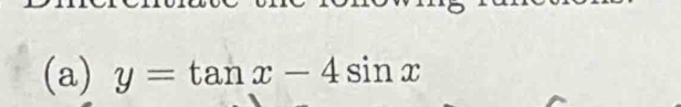 y=tan x-4sin x