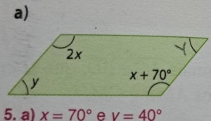 x=70° e v=40°