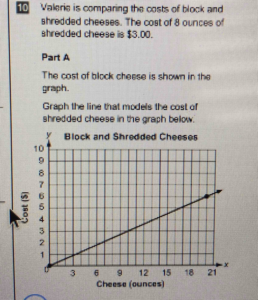 Solved: Valerie is comparing the costs of block and shredded cheeses ...