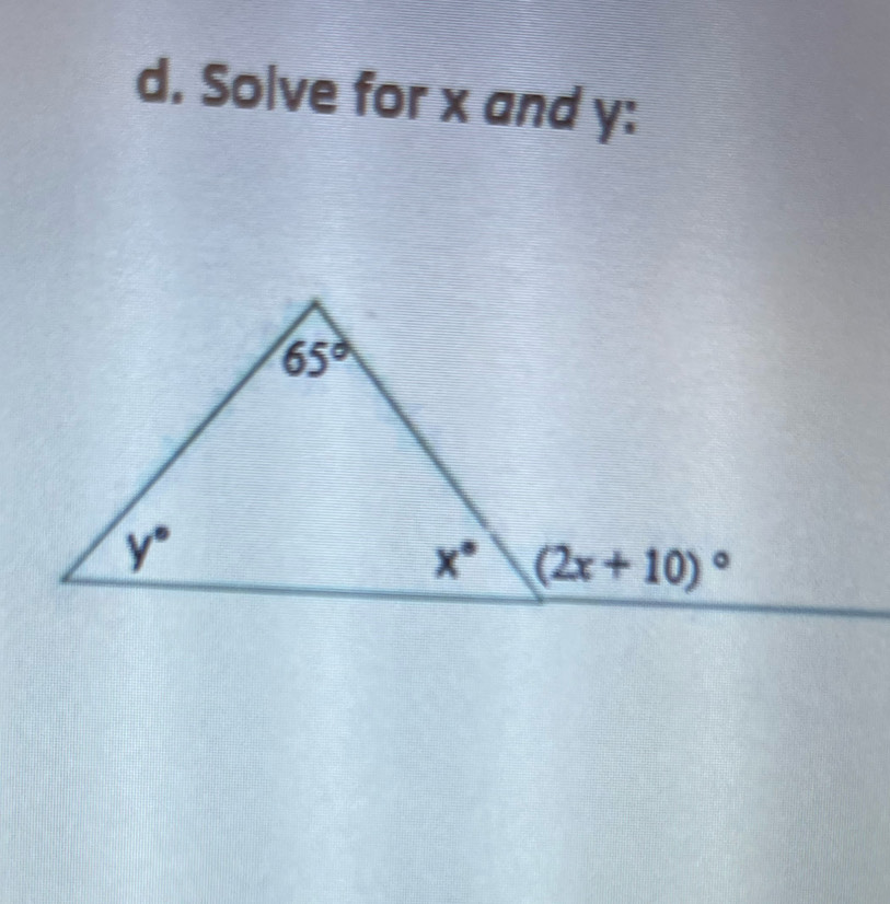 Solve for x and y: