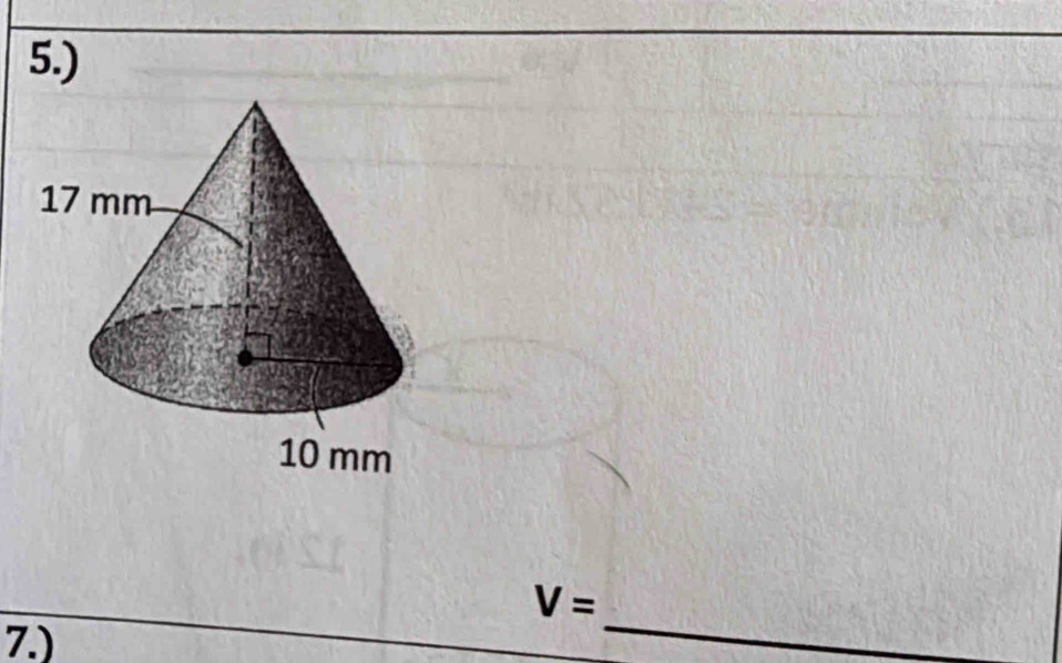 5.)
V=
7.) 
_