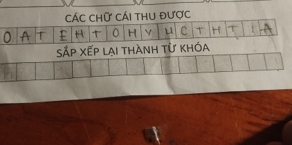 thu được 
Sắp Xếp lại thành từ kh