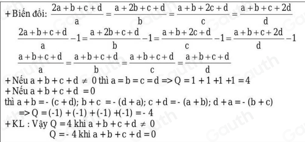 Solved: (TLTV): Cho dãy tỉ số bằng nhau: (2a+b+c+d)/a = (a+2b+c+d)/b ...
