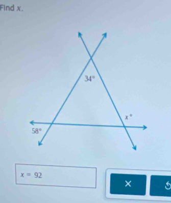 Find x.
x=92
×