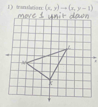 translation: (x,y)to (x,y-1)