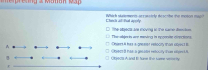 Solved: interpreting a Motion Map Which statements accurately describe ...