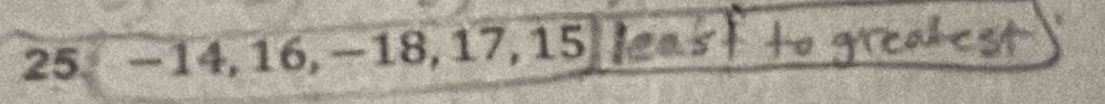 25  2/5  -14, 16, -18, 17, 15