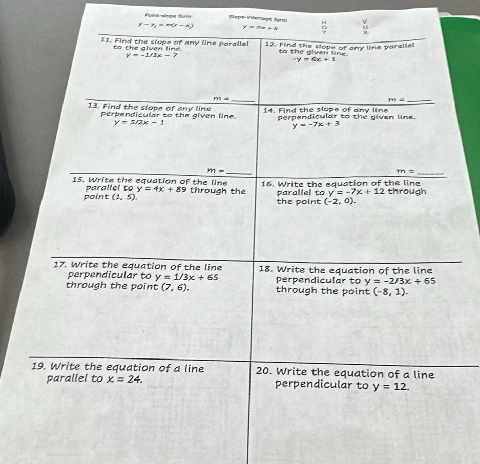 Point-slope form Slope-intercept form