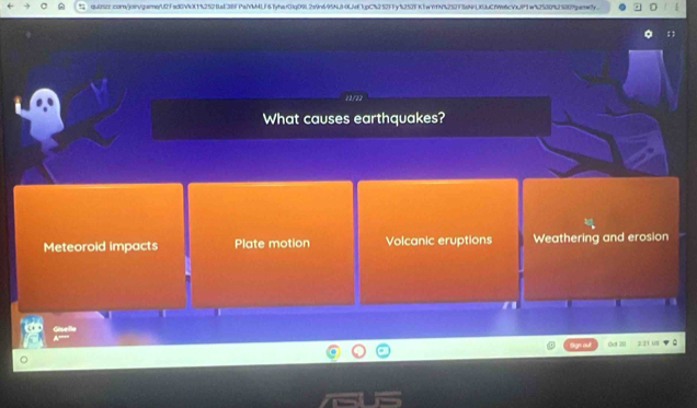 What causes earthquakes?
Meteoroid impacts Plate motion Volcanic eruptions Weathering and erosion
Odt 20 3.21 u8