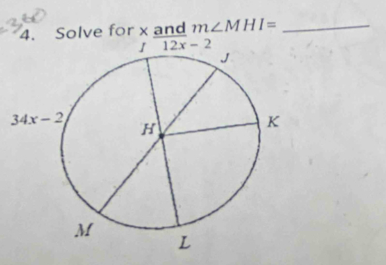 Solve for x and m∠ MHI= _